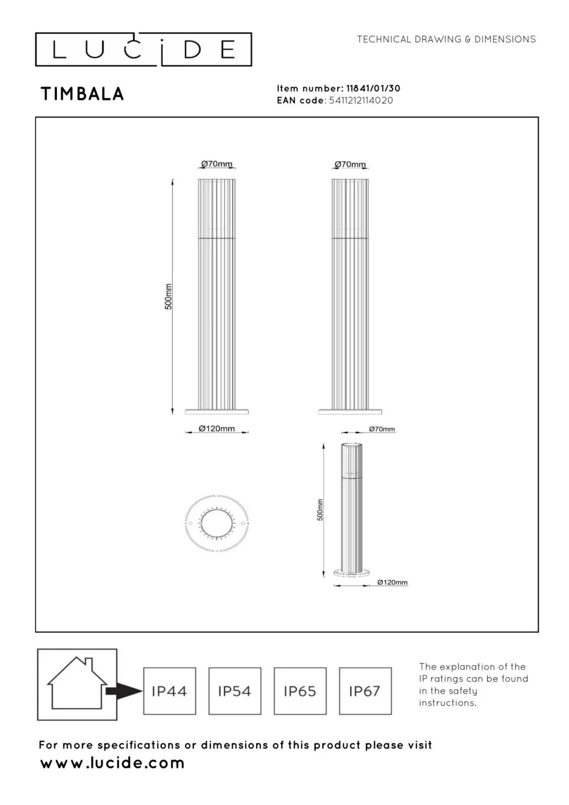 Lucide TIMBALA - Lampa na stu013apiku - 1xGU10 - IP44 - u010cierna | Essential