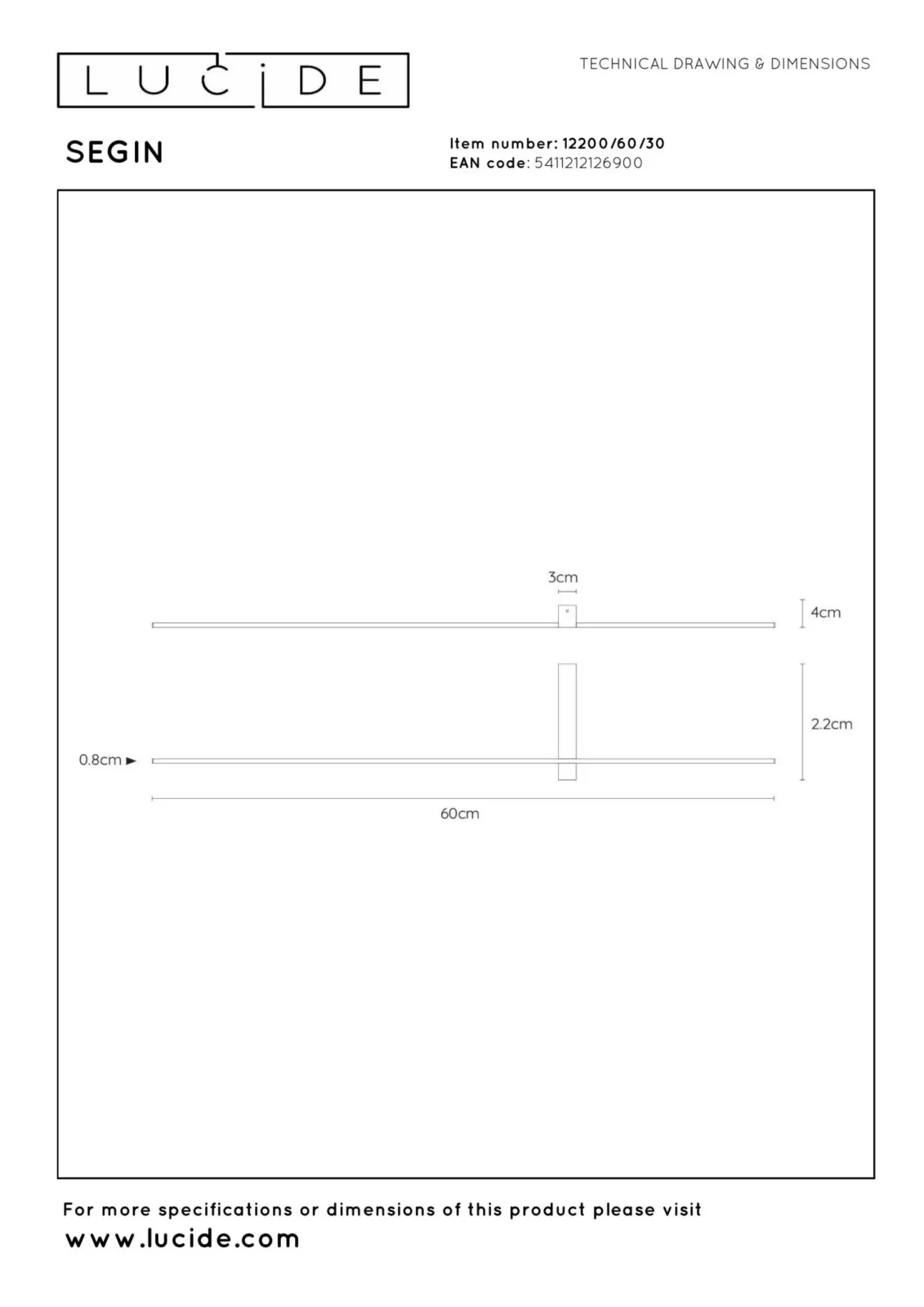 Lucide SEGIN - Nu00e1stennu00e9 svetlo - LED - 1x6W 2700K - u010dierna