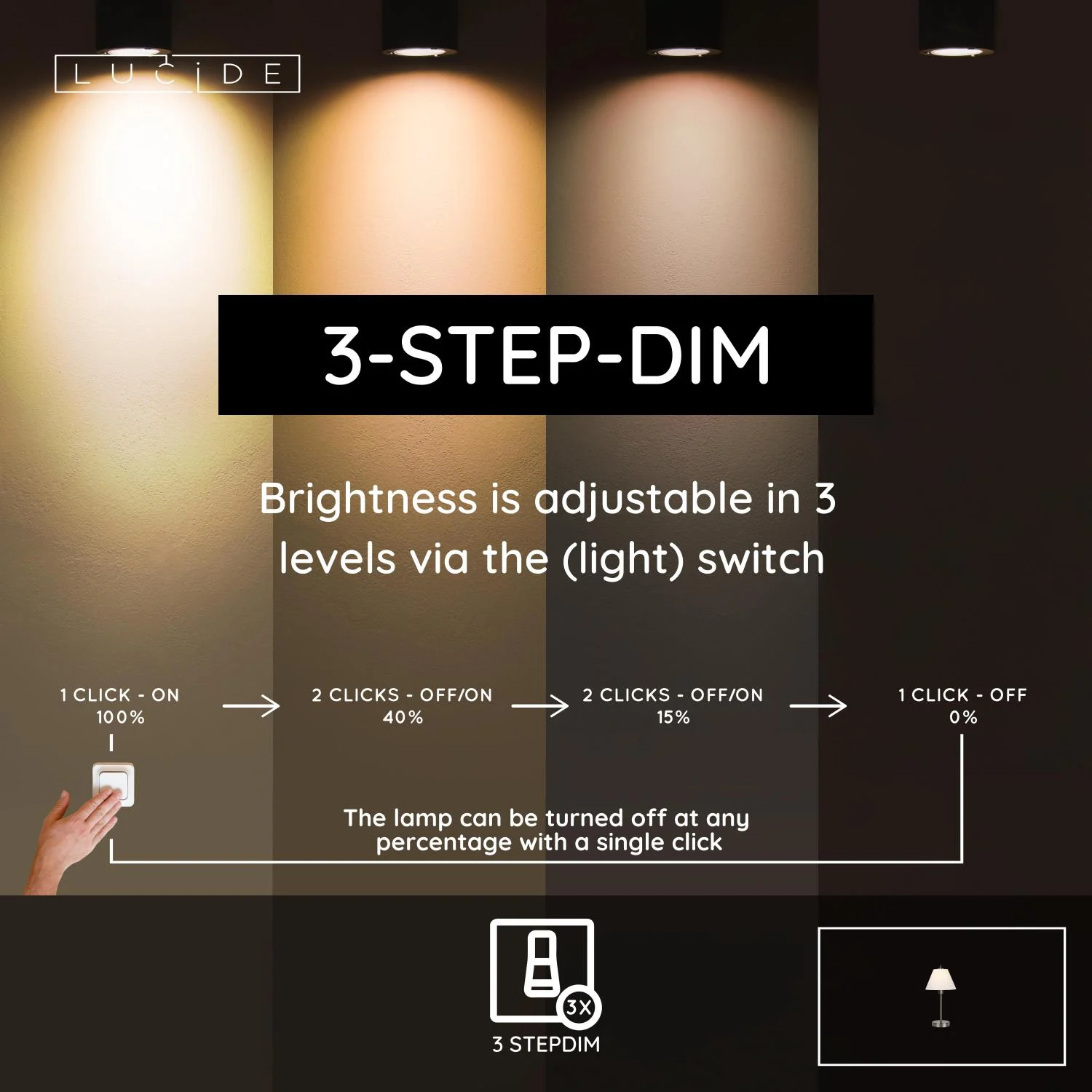 Lucide TOUCH - Stolnu00e1 lampa - u00d8 22 cm - 1xE14 - Satu00e9novu00fd chru00f3m