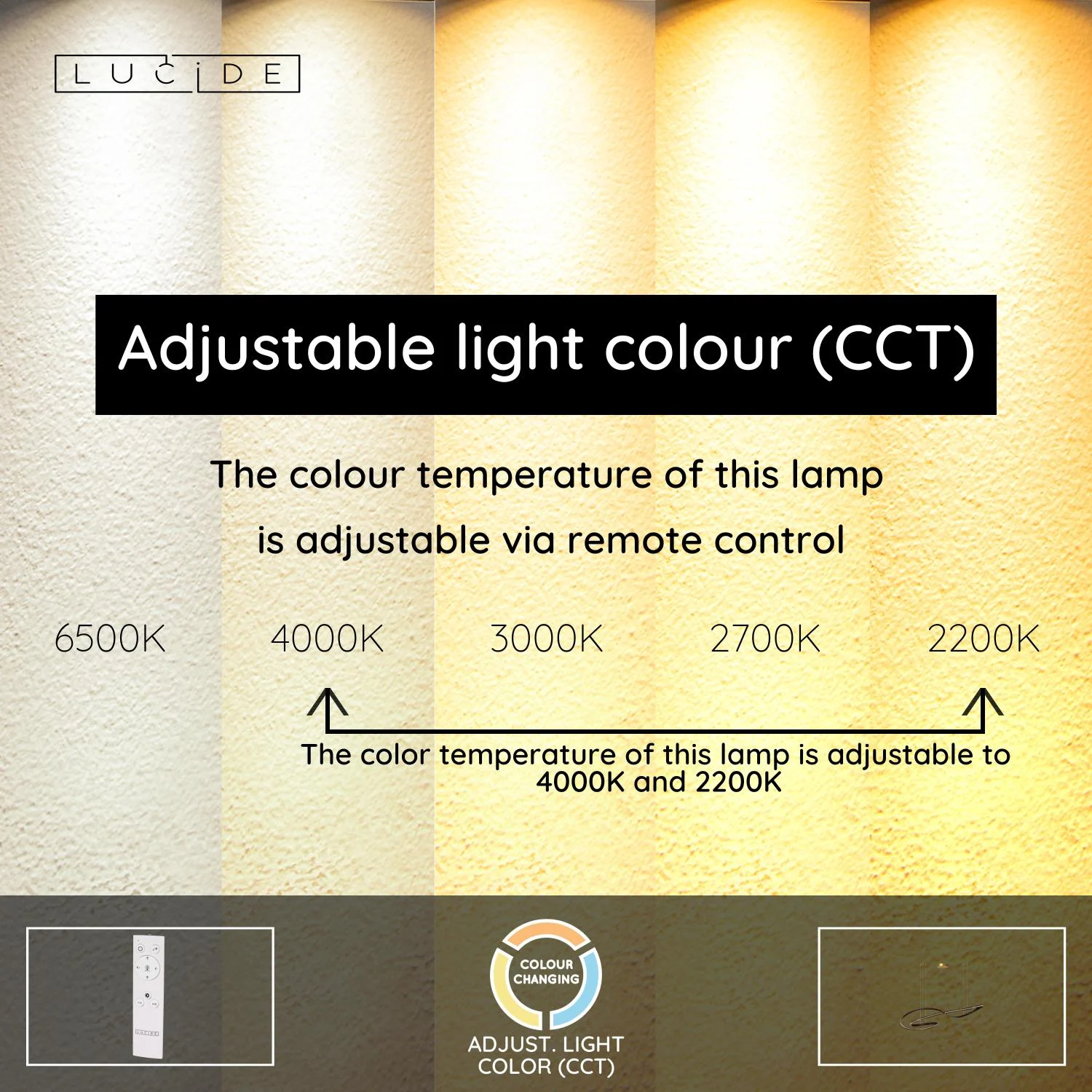 Lucide SLALOM - Zu00e1vesnu00e9 svetlo - LED tlmenu00e9. - CCT - 1x80W 2200K/4000K - Ku00e1va | Pru00e9miovu00e9