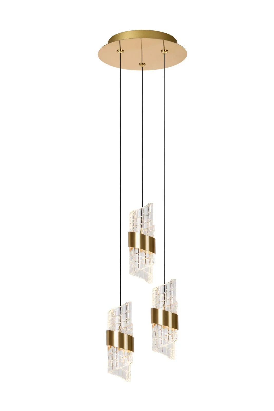 Lucide KLIGANDE - Zu00e1vesnu00e9 svetlo - u00d8 25 cm - LED tlmenu00e9. - 3x8W 2700K - matnu00e9 zlato / mosadz