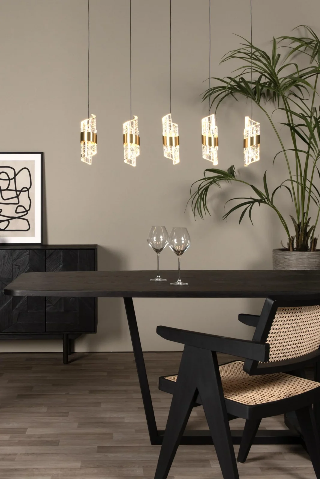 Lucide KLIGANDE - zu00e1vesnu00e9 svetlo - LED tlmenu00e9. - 5x7,8W 2700K - matnu00e9 zlato / mosadz