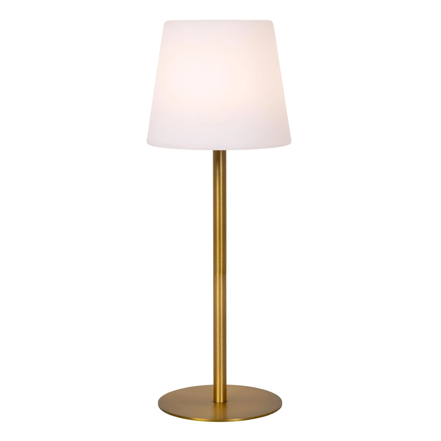 Lucide TYON - Nabu00edjateu013enu00e1 stolnu00e1 lampa do interiu00e9ru/exteriu00e9ru - batu00e9riovu00fd balu00edk - u00d8 15 cm - LED tlmenu00e1 - 1x2W 2700K - IP65 - Matnu00e1 zlatu00e1 / mosadznu00e1