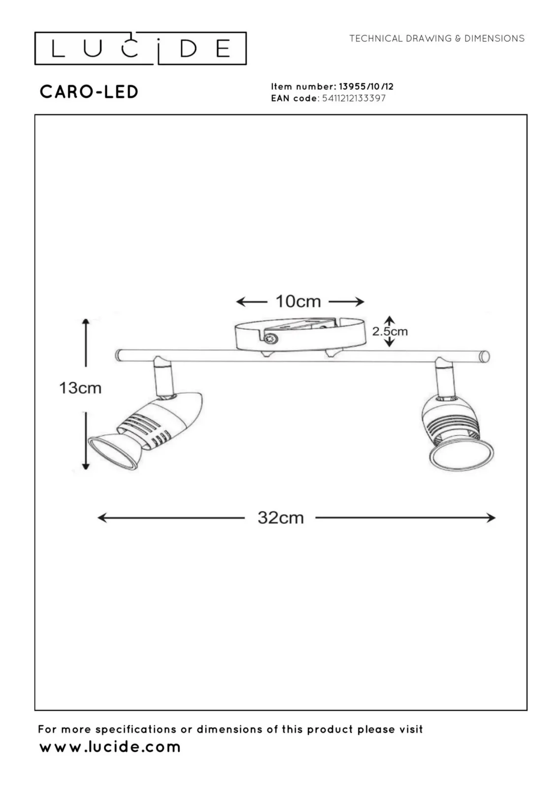 Lucide CARO-LED - Stropnu00e9 reflektory - LED - GU10 - 2x5W 2700K - Satin Chrome