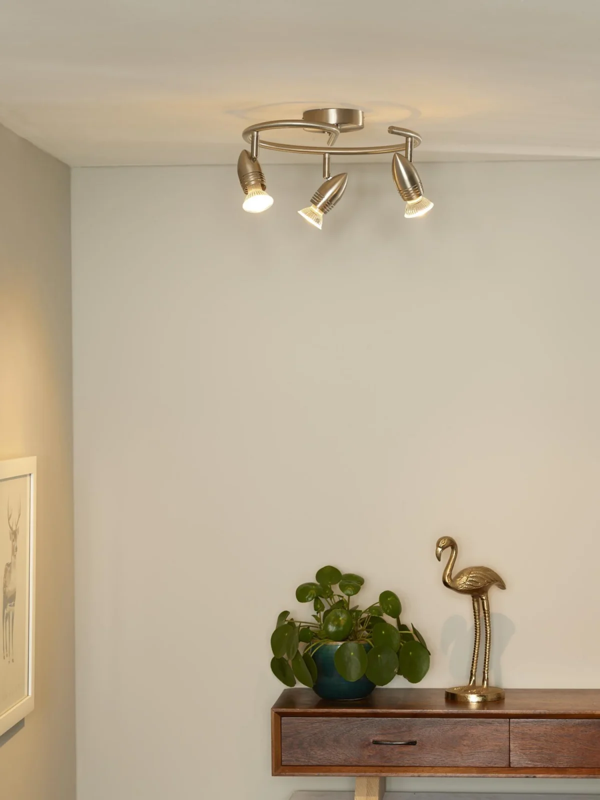 Lucide CARO-LED - Stropnu00e9 reflektory - u00d8 31 cm - LED - GU10 - 3x5W 2700K - Satin Chrome