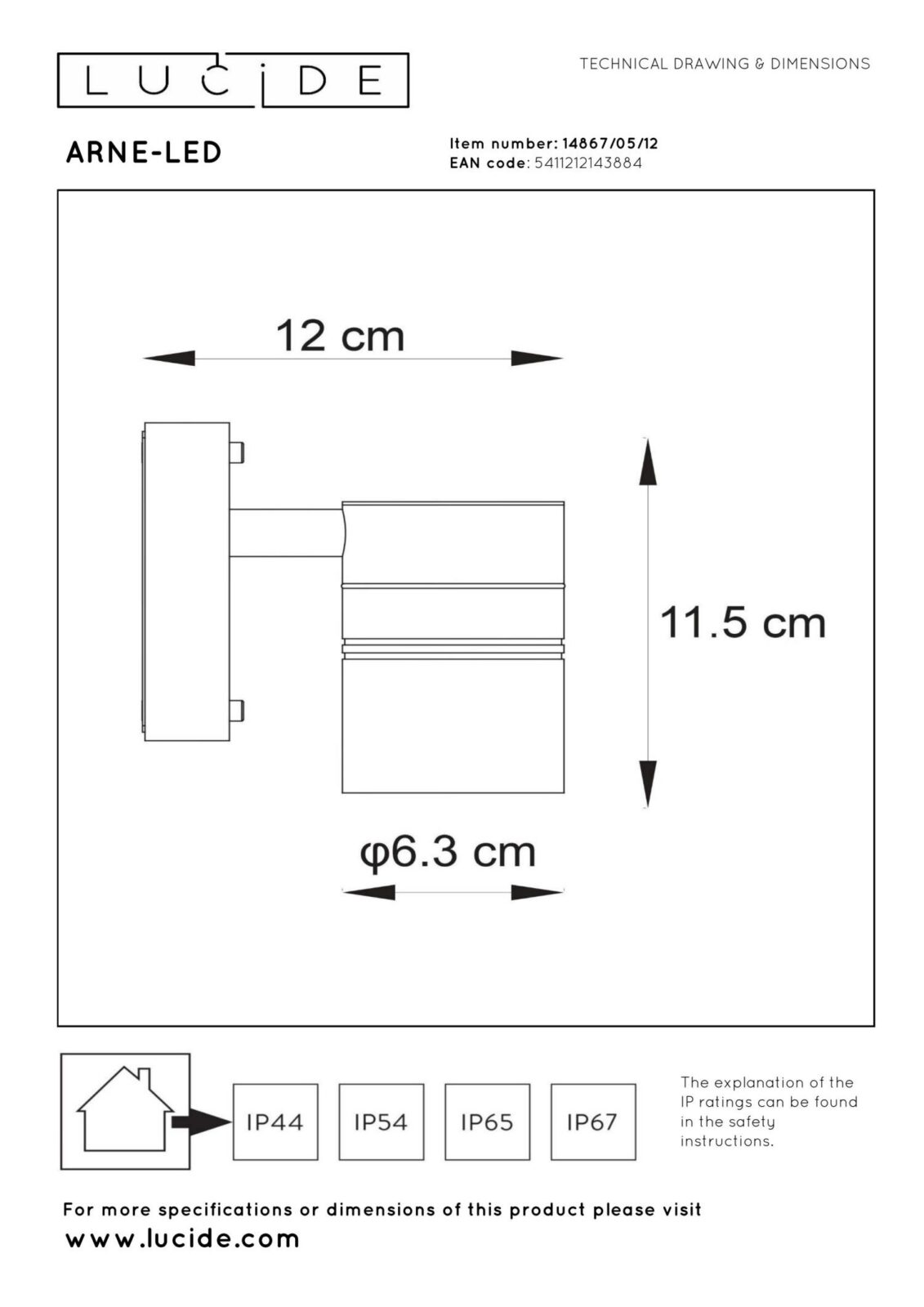 Lucide ARNE-LED - Nu00e1stennu00e9 reflektory / Nu00e1stennu00e9 svetlo Interiu00e9r/Vonkaju0161u00ed - u00d8 6,3 cm - LED - GU10 - 1x5W 2700K - IP44 - Satin Chrome