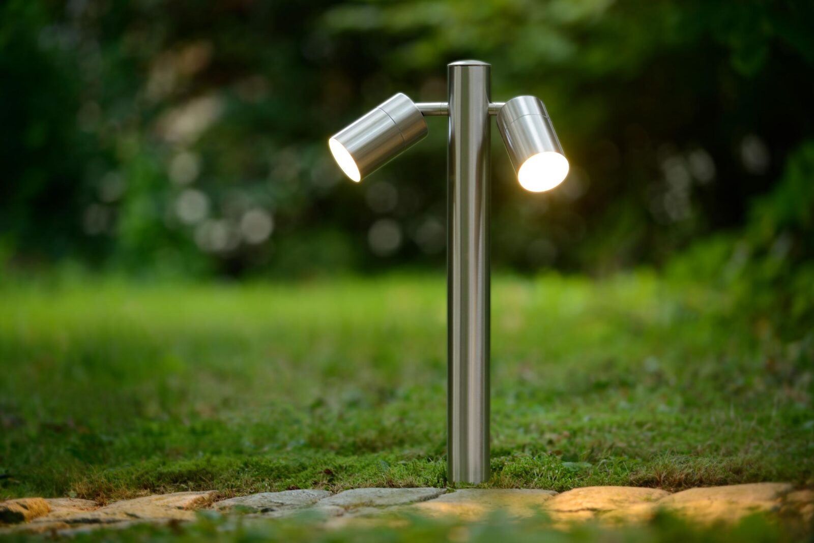 Lucide ARNE-LED - Stu013apikovu00e9 svetlo - u00d8 6,3 cm - LED - GU10 - 2x5W 2700K - IP44 - Satin Chrome