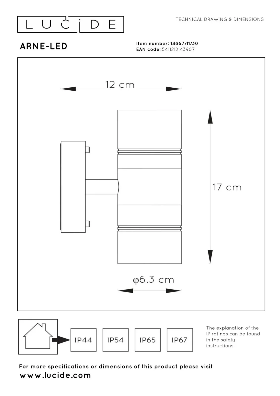 Lucide ARNE-LED - Nu00e1stennu00e9 reflektory / Nu00e1stennu00e9 svetlo Vnu00fatornu00e9/vonkaju0161ie - u00d8 6,3 cm - LED - GU10 - 2x5W 2700K - IP44 - u010cierna