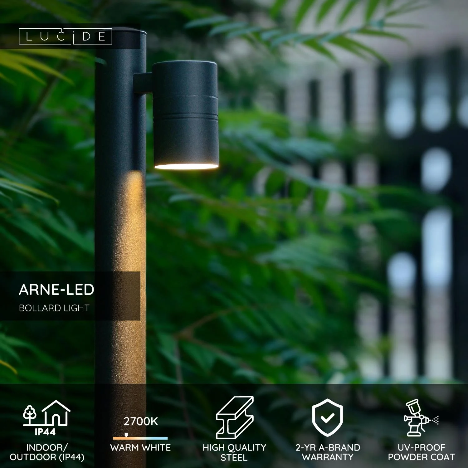 Lucide ARNE-LED - Stu013apikovu00e9 svetlo - u00d8 6,3 cm - LED - GU10 - 1x5W 2700K - IP44 - u010dierna