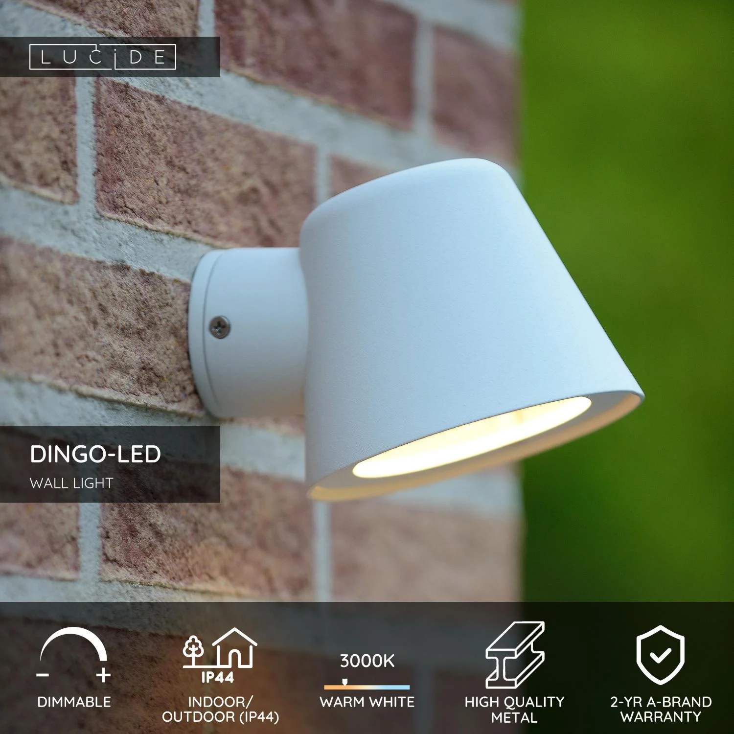 Lucide DINGO-LED - nu00e1stennu00e9 svetlo vnu00fatornu00e9/vonkaju0161ie - LED tlmenu00e9. - GU10 - 1x5W 3000K - IP44 - biela