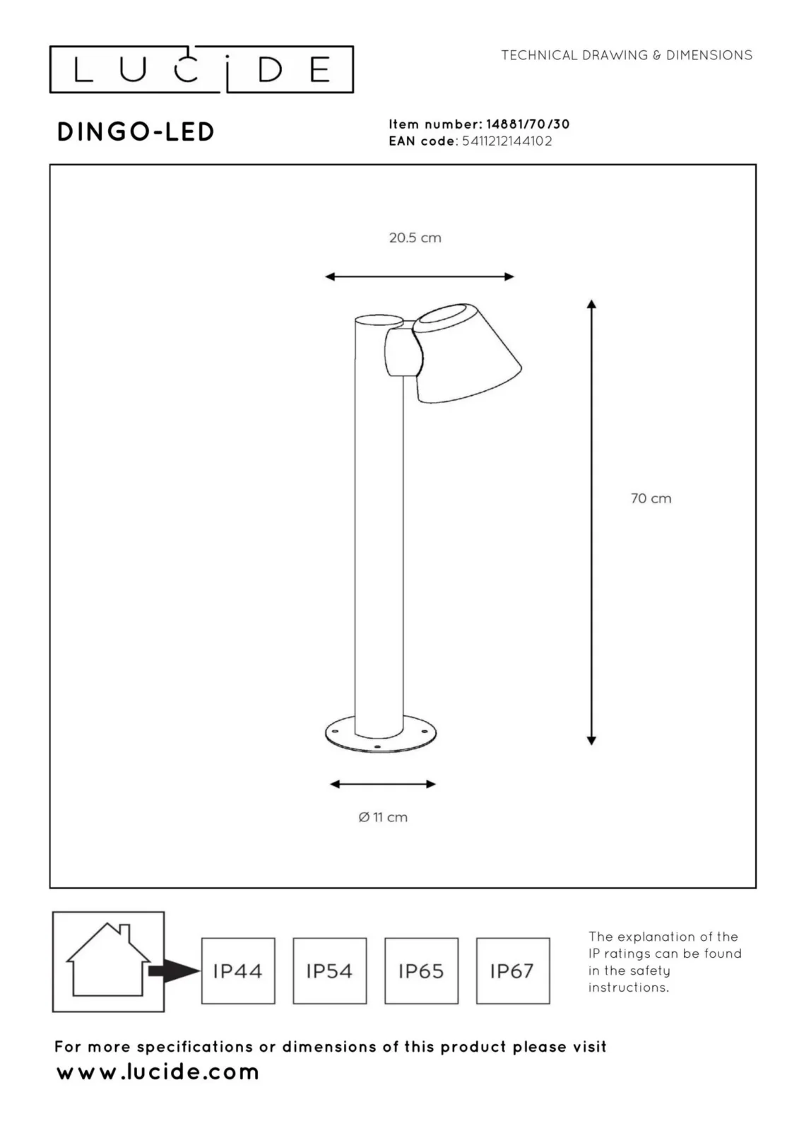Lucide DINGO-LED - Stu013apikovu00e9 svetlo - LED tlmenu00e9. - GU10 - 1x5W 3000K - IP44 - Antracit