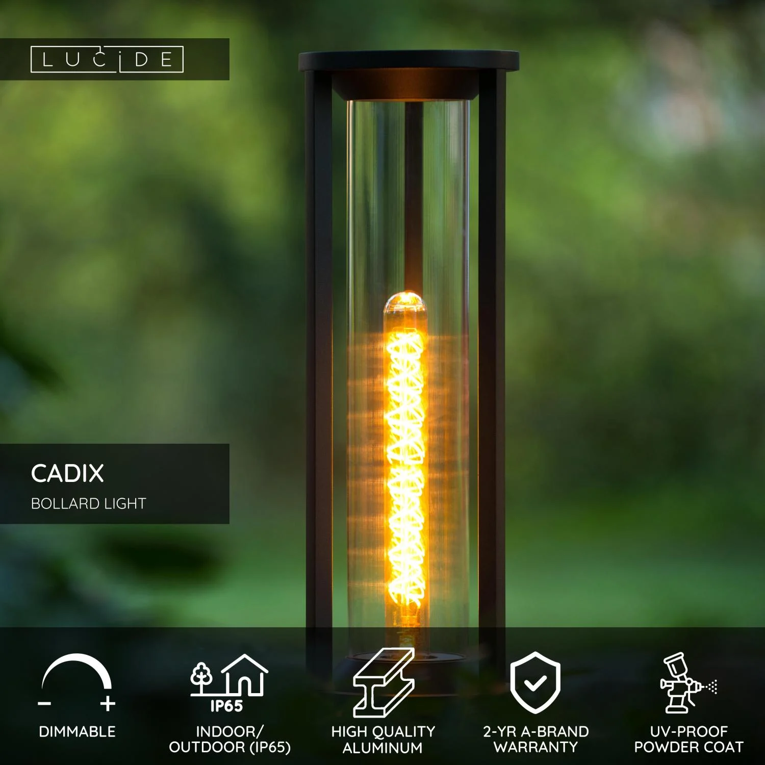 Lucide CADIX - Lampovu00e9 svetlo - u00d8 16 cm - 1xE27 - IP65 - u010dierne