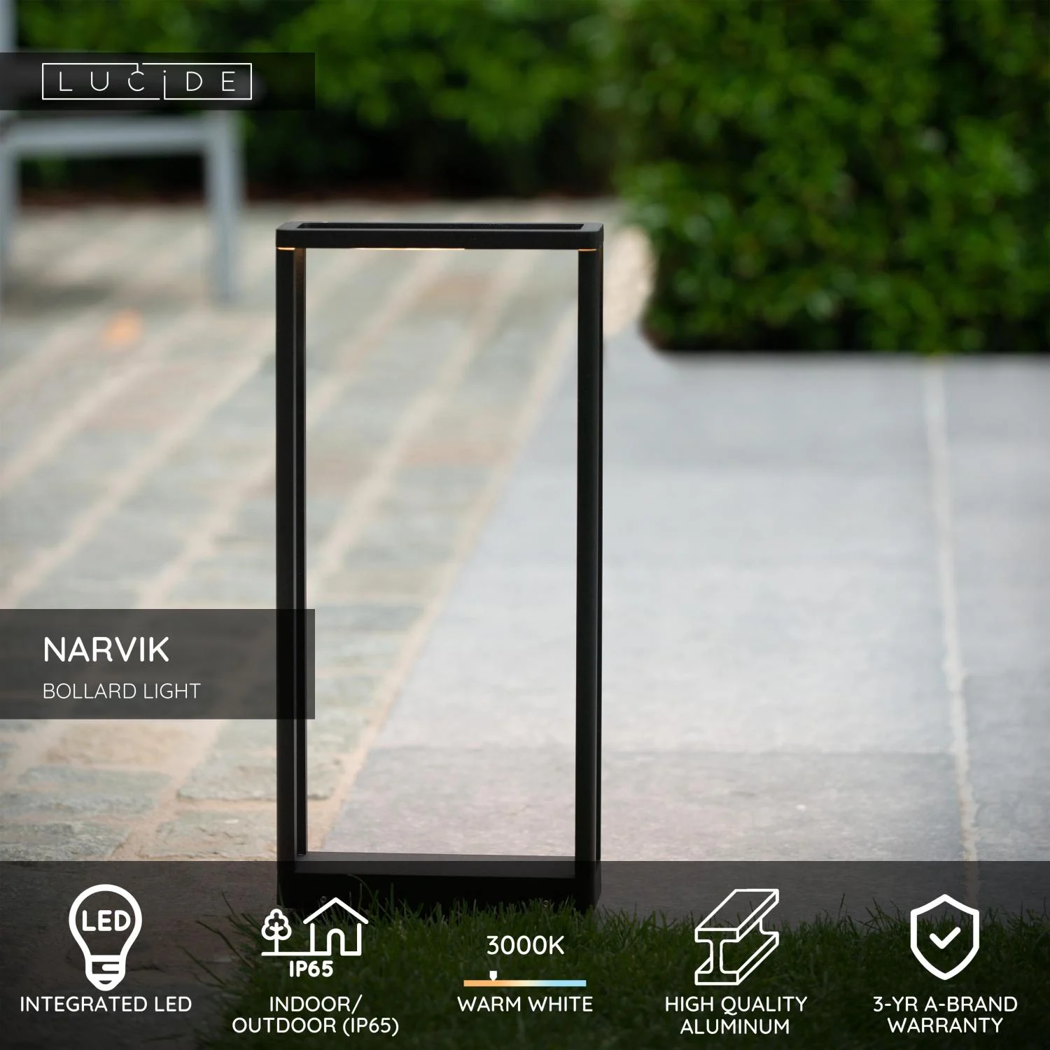 Lucide NARVIK - Lampa na stu013apiku - LED - 1x9,2W 3000K - IP65 - u010dierna