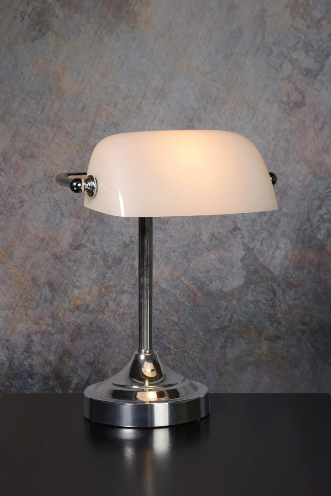 Lucide BANKER - Stolnu00e1 lampa - 1xE14 - Chru00f3m