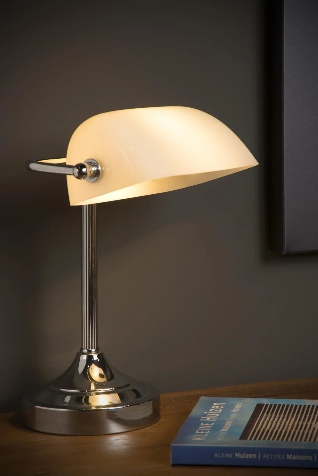 Lucide BANKER - Stolnu00e1 lampa - 1xE14 - Chru00f3m