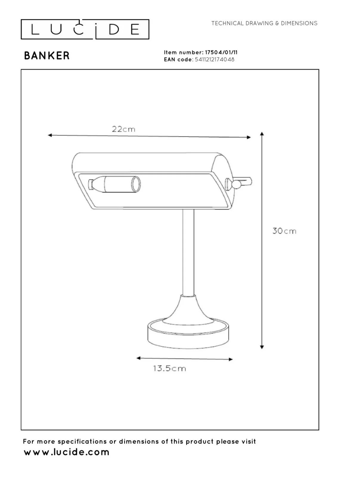 Lucide BANKER - Stolnu00e1 lampa - 1xE14 - Chru00f3m