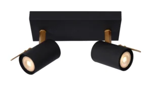 Lucide GRONY - Stropnu00e9 reflektory - LED Tlmenu00e9 po teplu00e9 - GU10 - 2x5W 2200K/3000K - u010dierna
