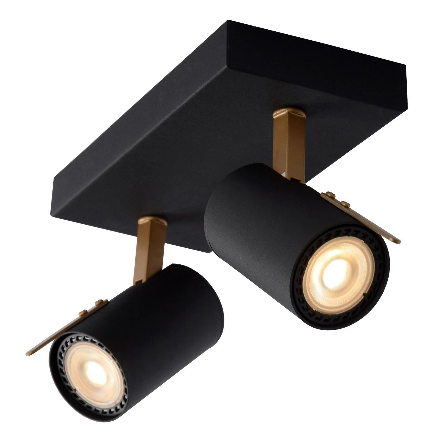 Lucide GRONY - Stropnu00e9 reflektory - LED Tlmenu00e9 po teplu00e9 - GU10 - 2x5W 2200K/3000K - u010dierna