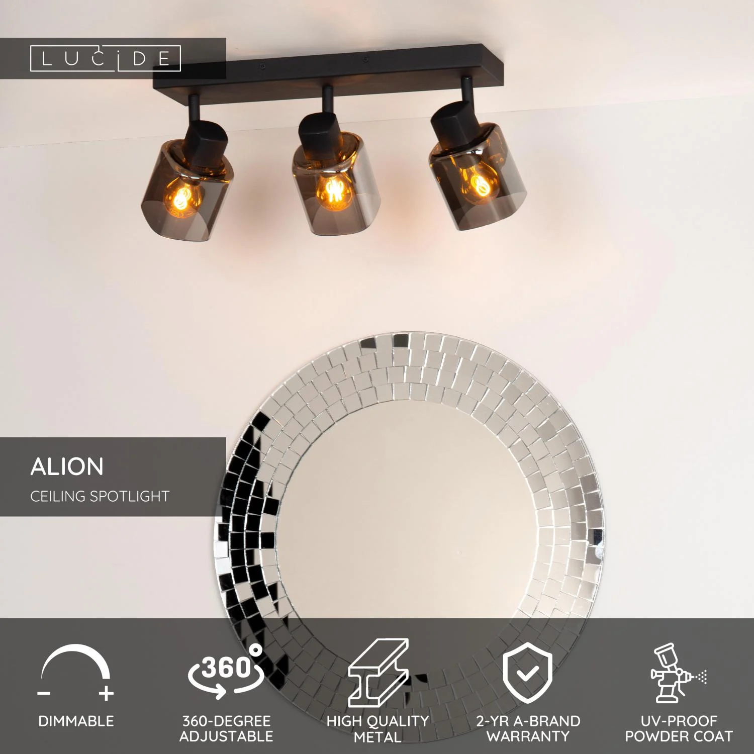 Lucide ALION - Stropnu00e9 reflektory - 3xE14 - u010cierne