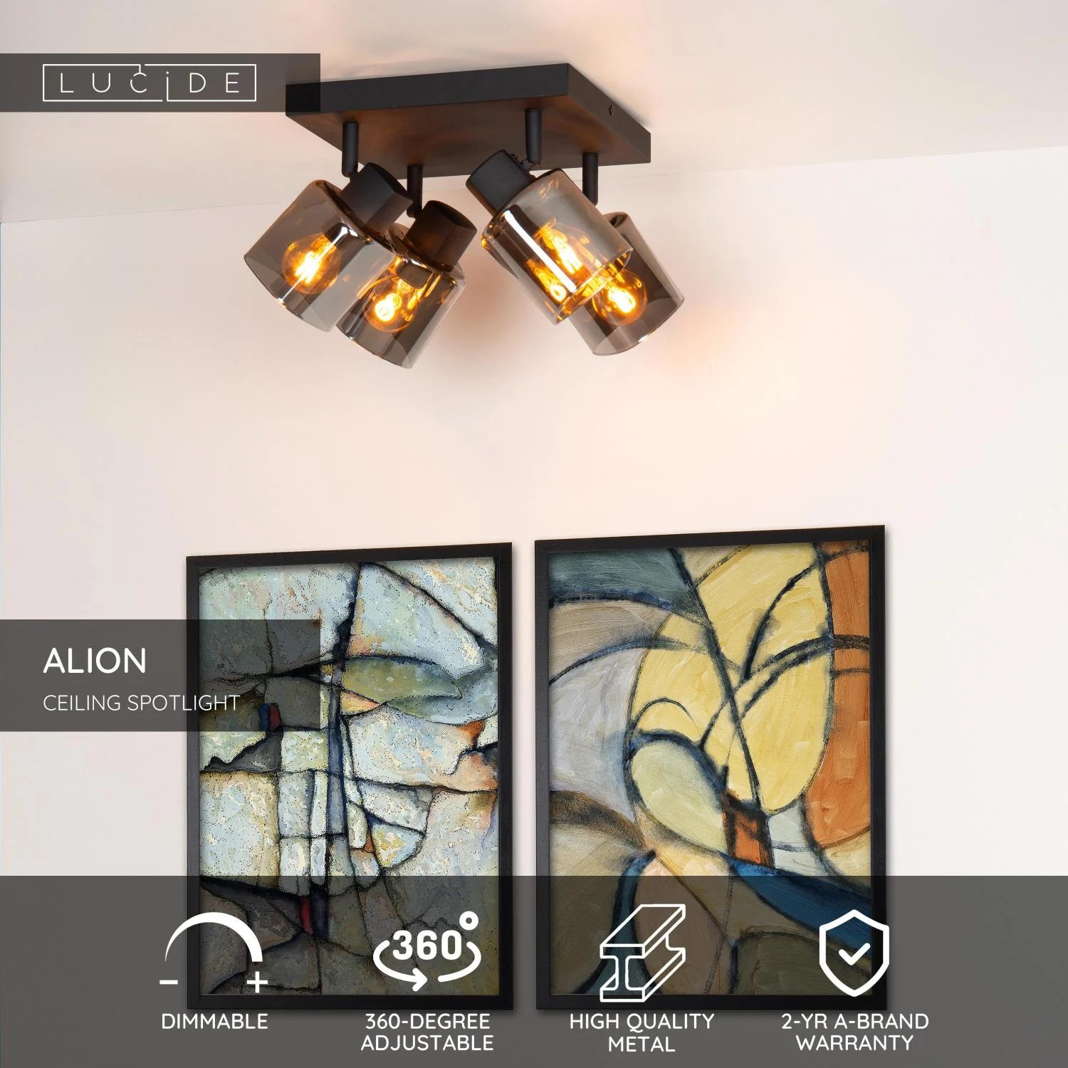 Lucide ALION - Stropnu00e9 reflektory - 4xE14 - u010cierne