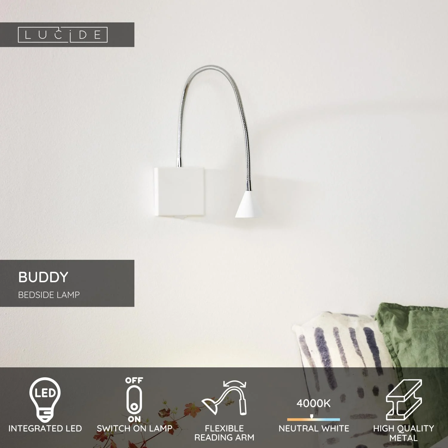 Lucide BUDDY - Lampa pri poste / nu00e1stennu00e9 svetlo - LED - 1x4W 4000K - biela