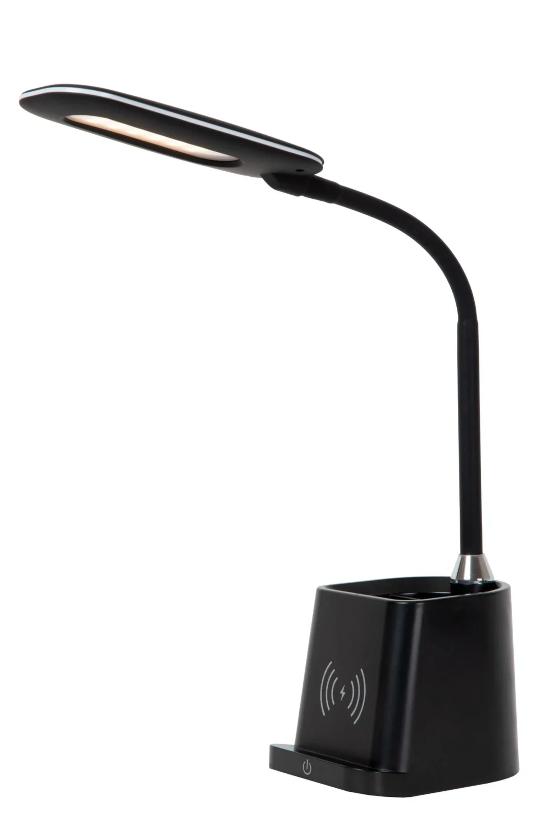 Lucide PENNY - stolnu00e1 lampa - LED tlmenu00e1 - 1x4,7W 3000K - s bezdru00f4tovou nabu00edjau010dkou - u010dierna