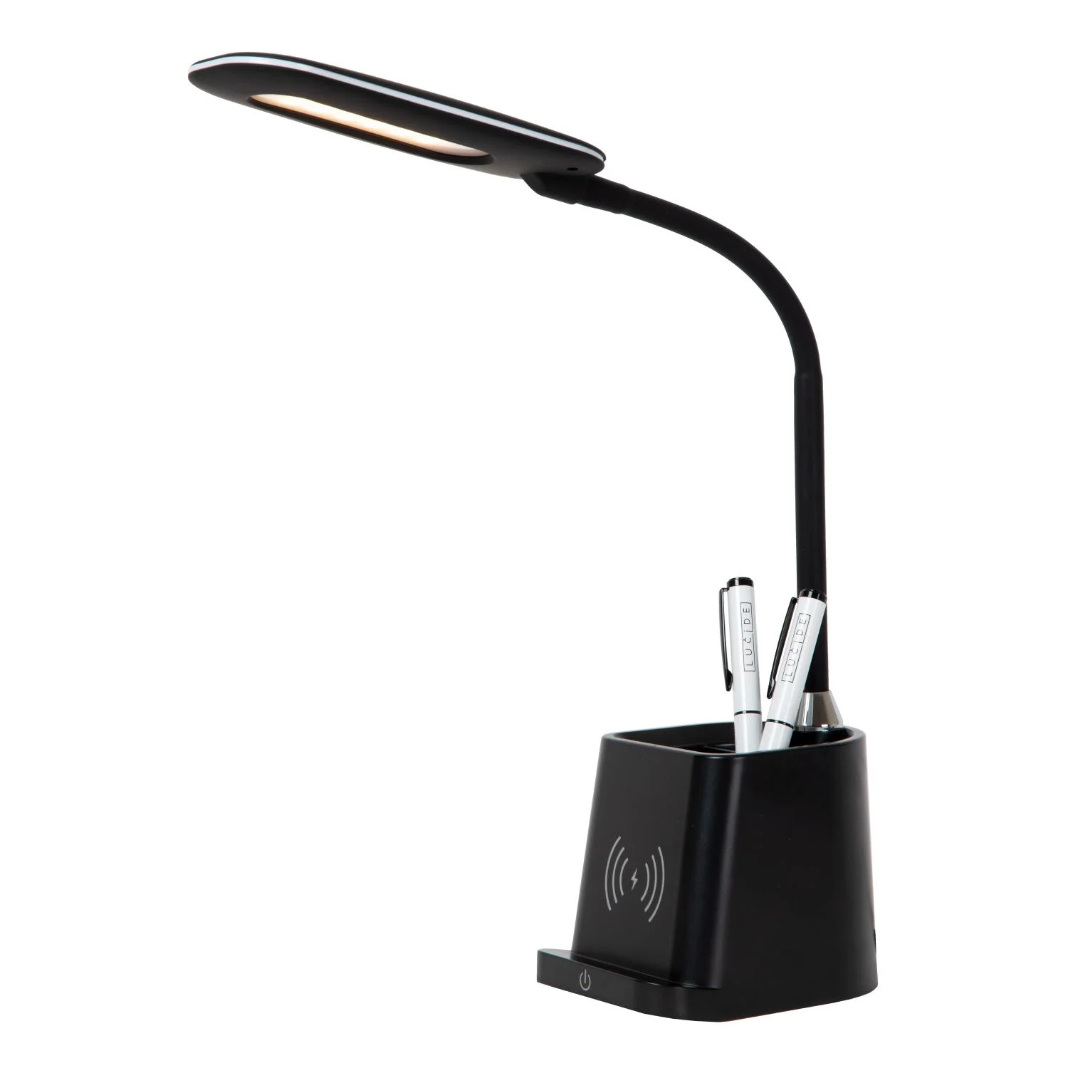 Lucide PENNY - stolnu00e1 lampa - LED tlmenu00e1 - 1x4,7W 3000K - s bezdru00f4tovou nabu00edjau010dkou - u010dierna