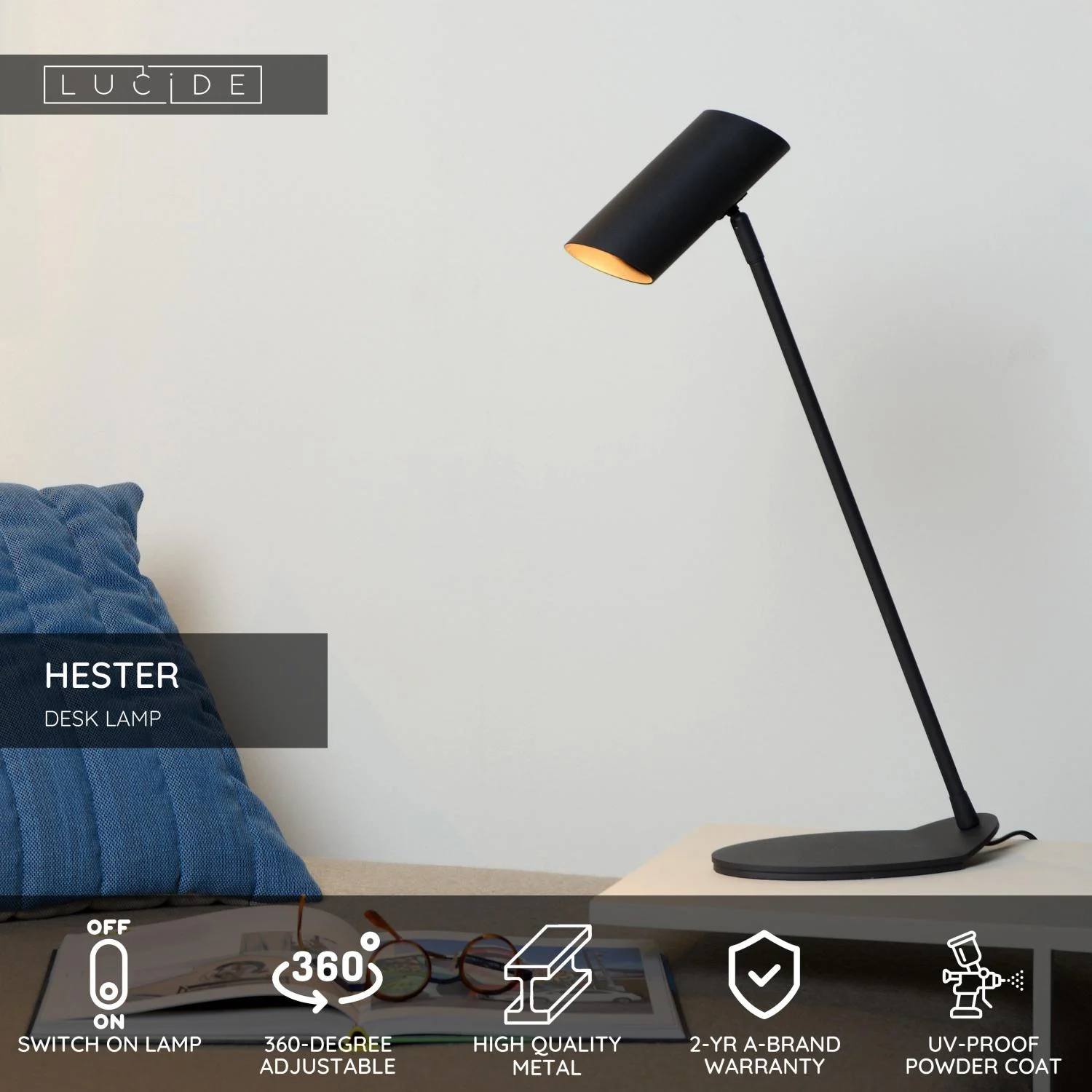 Lucide HESTER - Stolnu00e1 lampa - 1xGU10 - Antracit