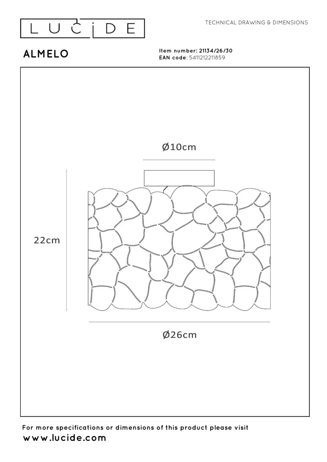 Lucide ALMELO - Zapustenu00e9 stropnu00e9 svetlo - u00d8 25,5 cm - 1xE27 - u010dierne