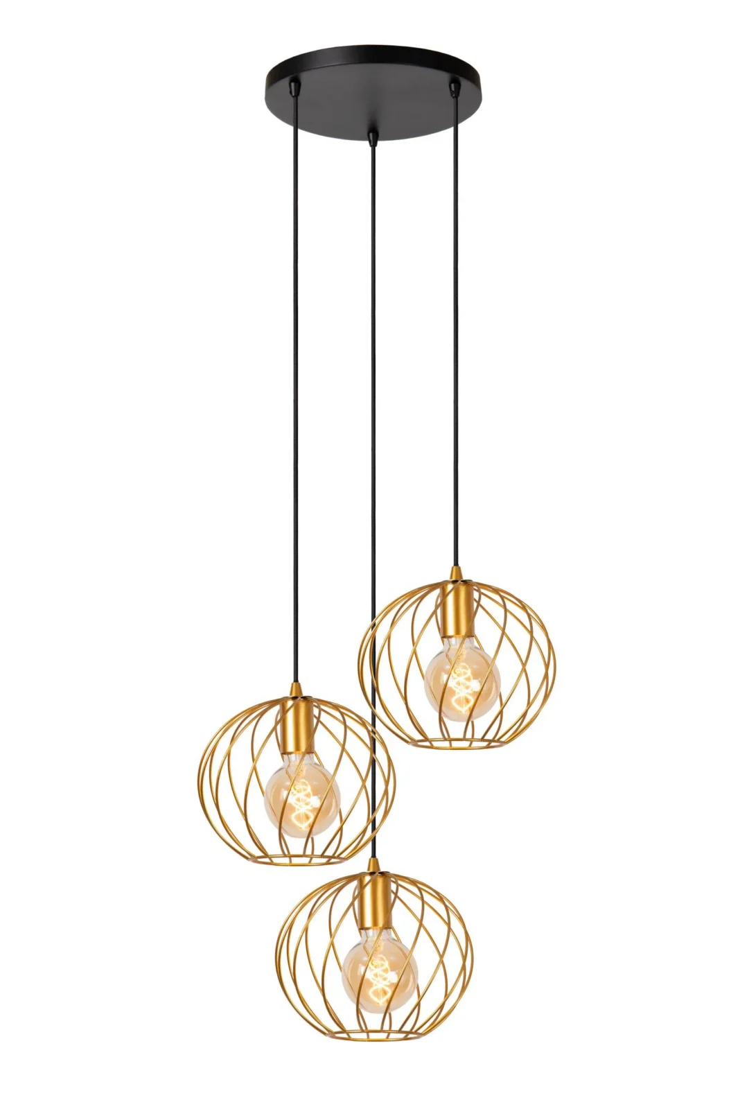 Lucide DANZA - Zu00e1vesnu00e9 svetlo - u00d8 50 cm - 3xE27 - Matt Gold / Brass