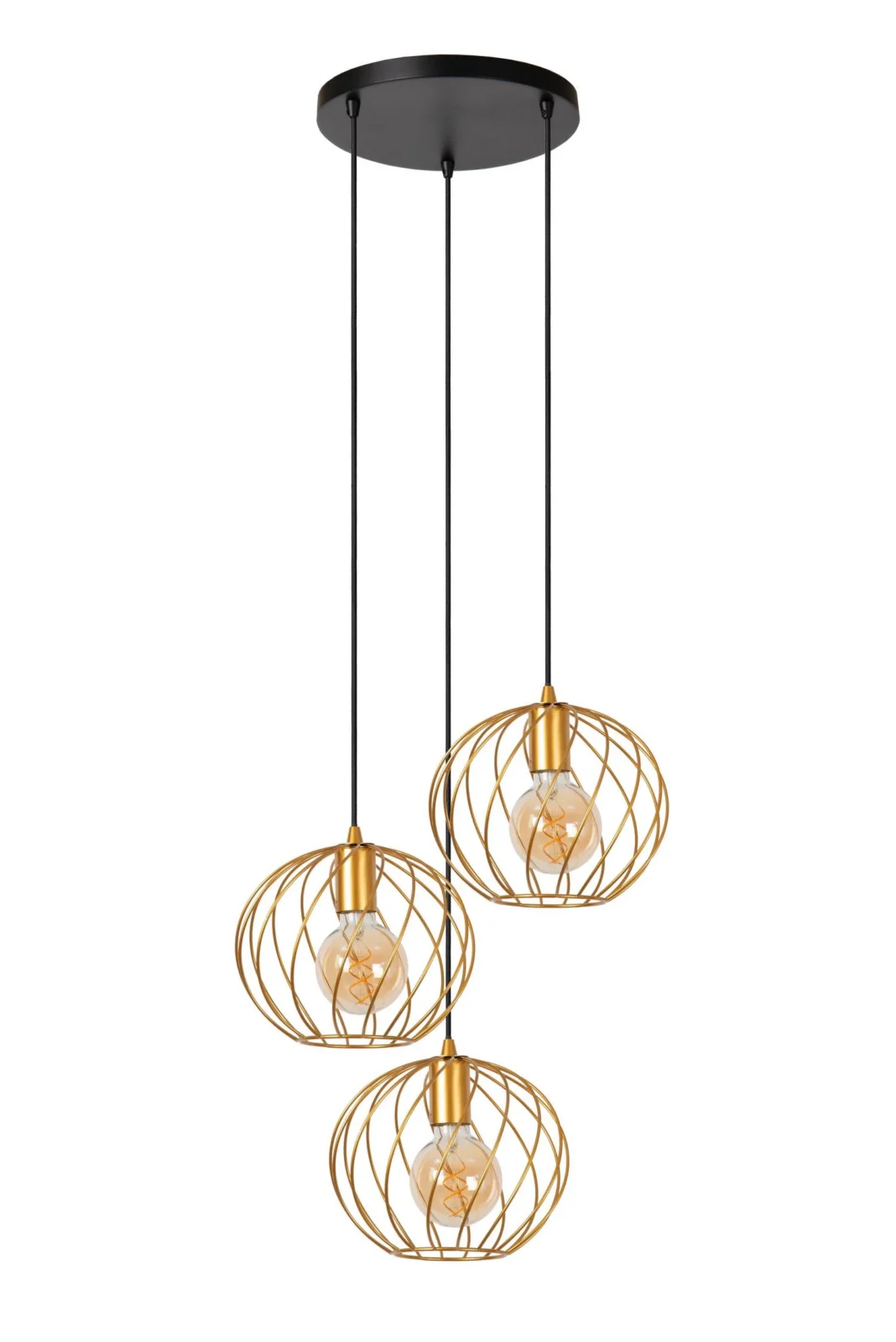 Lucide DANZA - Zu00e1vesnu00e9 svetlo - u00d8 50 cm - 3xE27 - Matt Gold / Brass