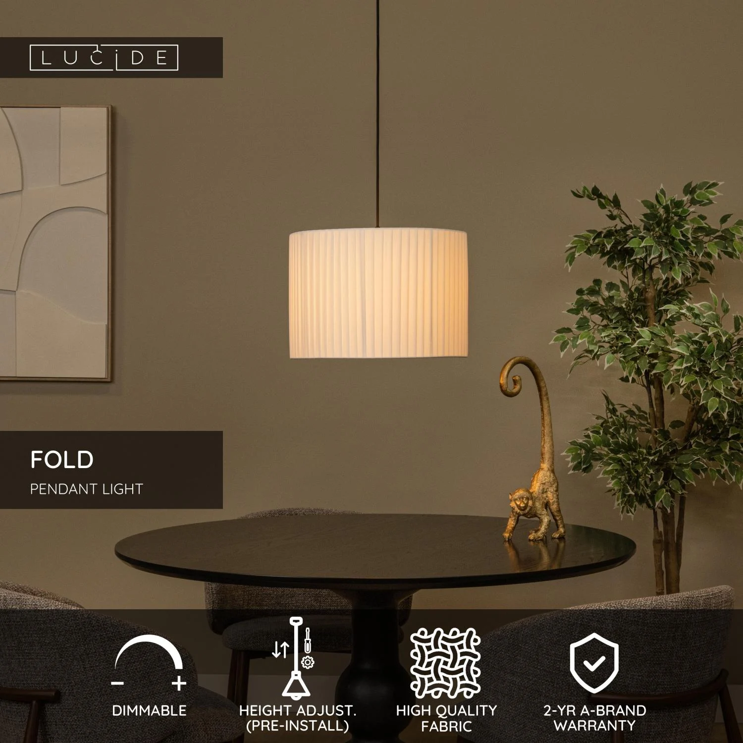 Lucide FOLD - zu00e1vesnu00e9 svetlo - u00d8 40 cm - 1xE27 - biela