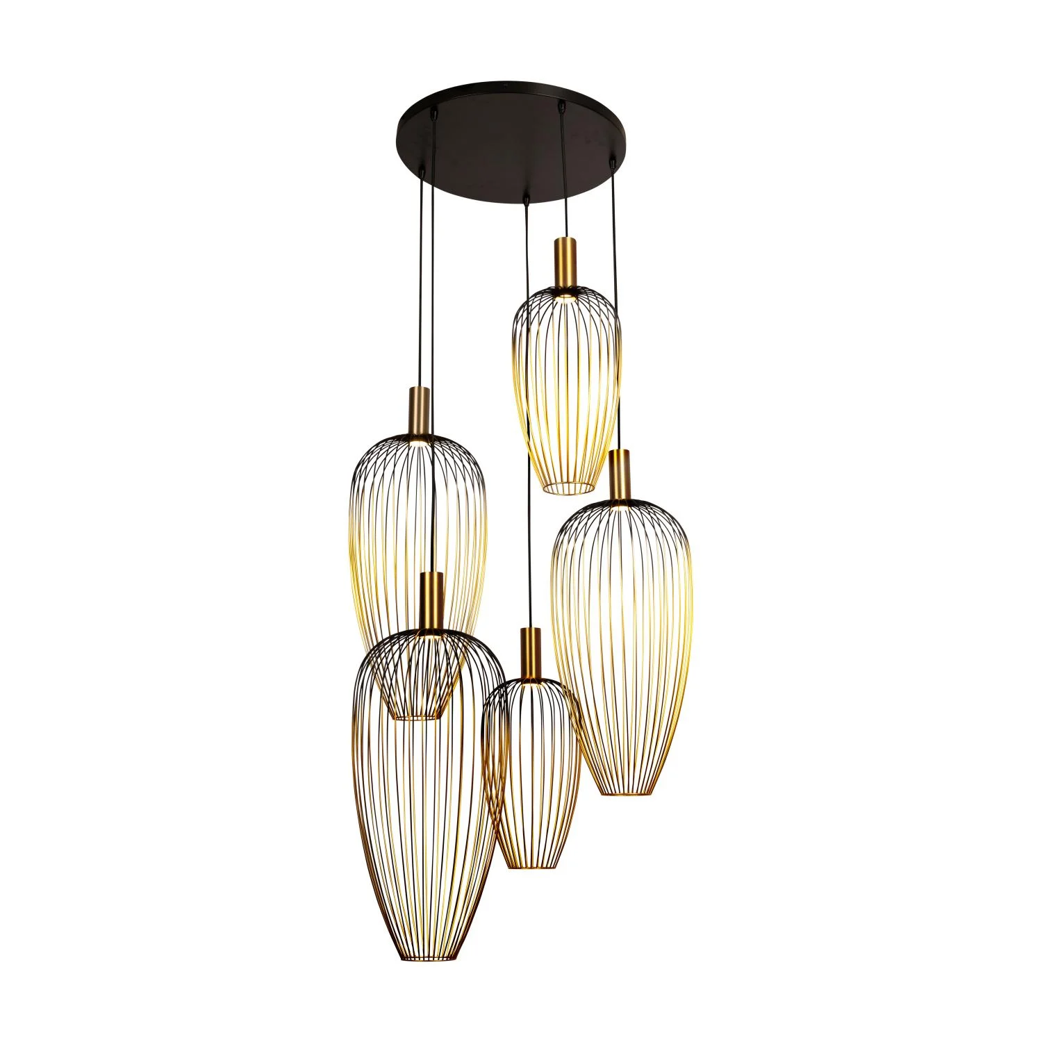 Lucide AURELIE - Pendant light - 5xGU10 (MR11) - Suitable for double-height spaces and high ceiling - Gold | Vibes