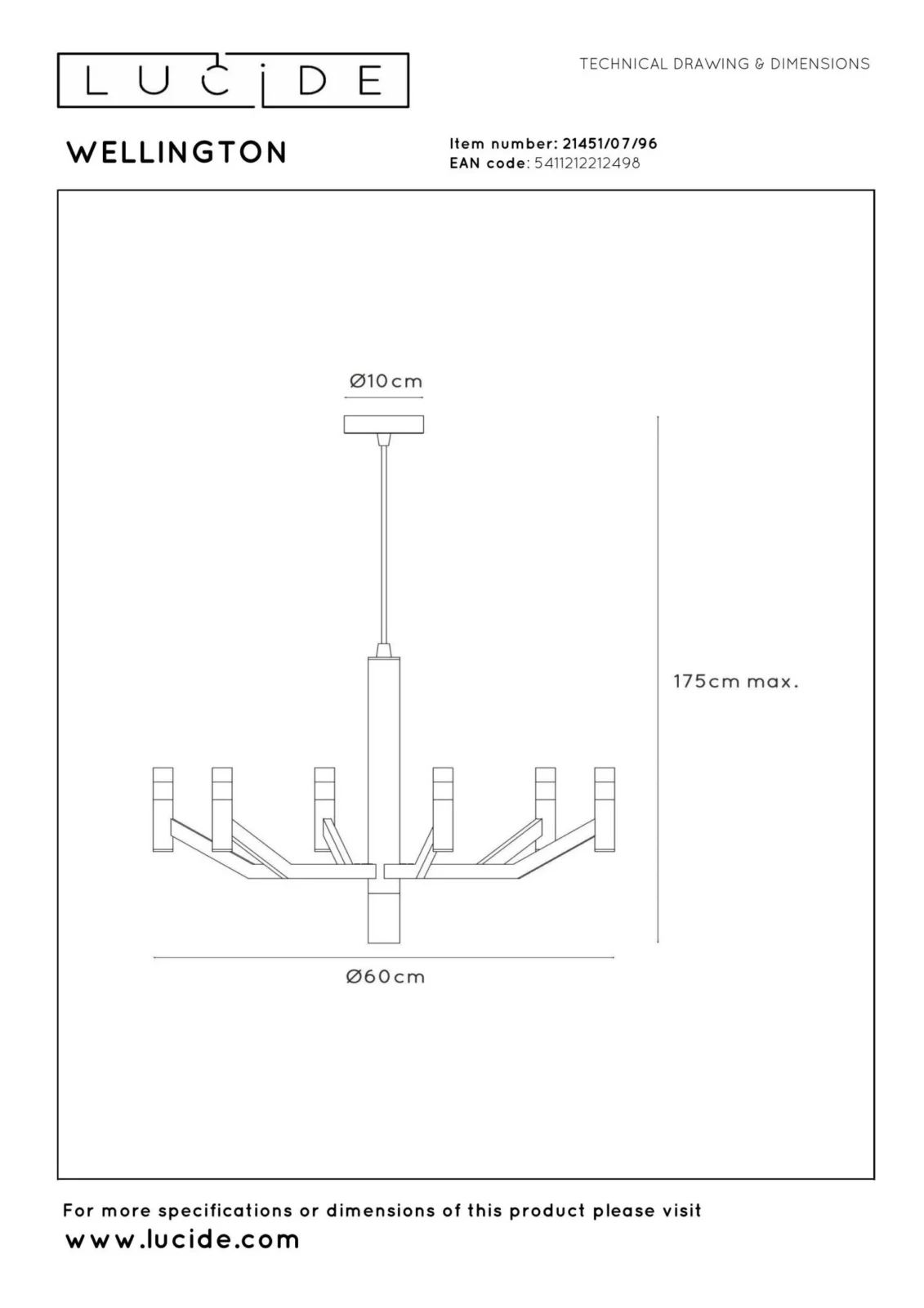 Lucide WELLINGTON - Zu00e1vesnu00e9 svetlo - u00d8 60 cm - LED Dim. - G9 - 2700K - Ku00e1va - Vibes