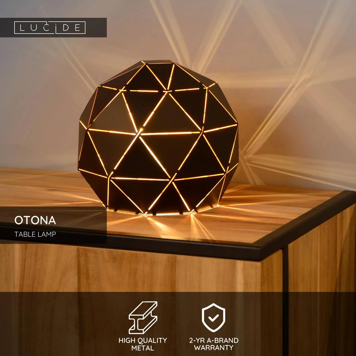 Lucide OTONA - stolnu00e1 lampa - u00d8 25 cm - 1xE27 - u010dierna