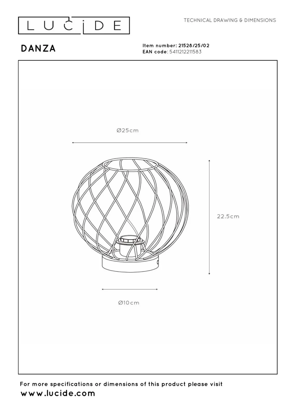 Lucide DANZA - Stolnu00e1 lampa - u00d8 25 cm - 1xE27 - Matnu00fd zlato / mosadz