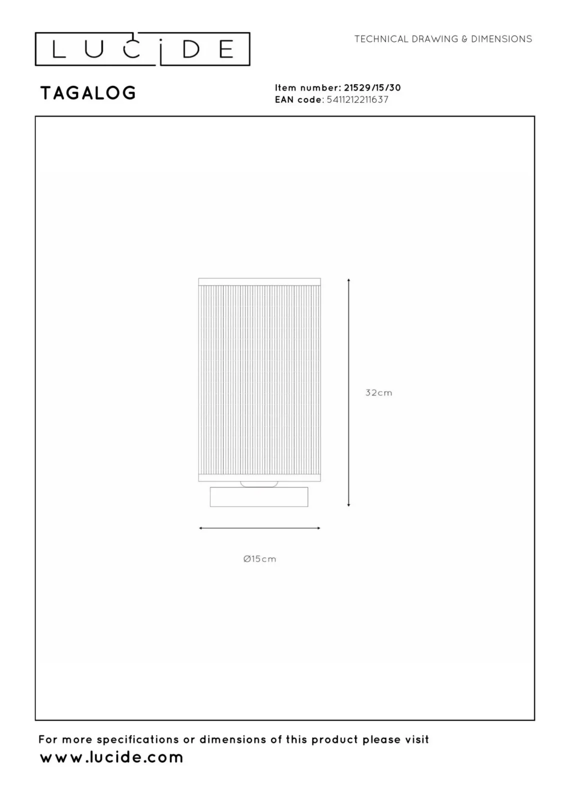 Lucide TAGALOG - Stolnu00e1 lampa - u00d8 15 cm - 1xE27 - u010cierna