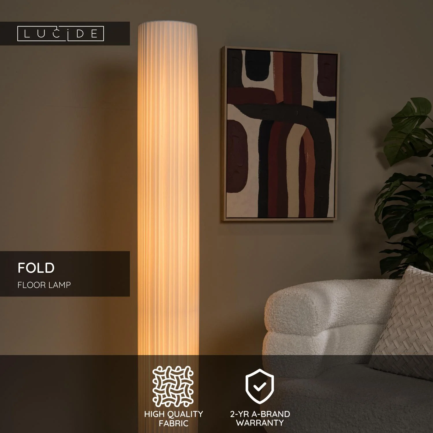 Lucide FOLD - Stojacia lampa - u00d8 20 cm - 3xE27 - biela