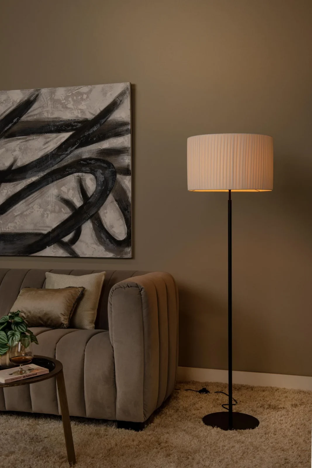 Lucide FOLD - Stojacia lampa - u00d8 45 cm - 1xE27 - biela