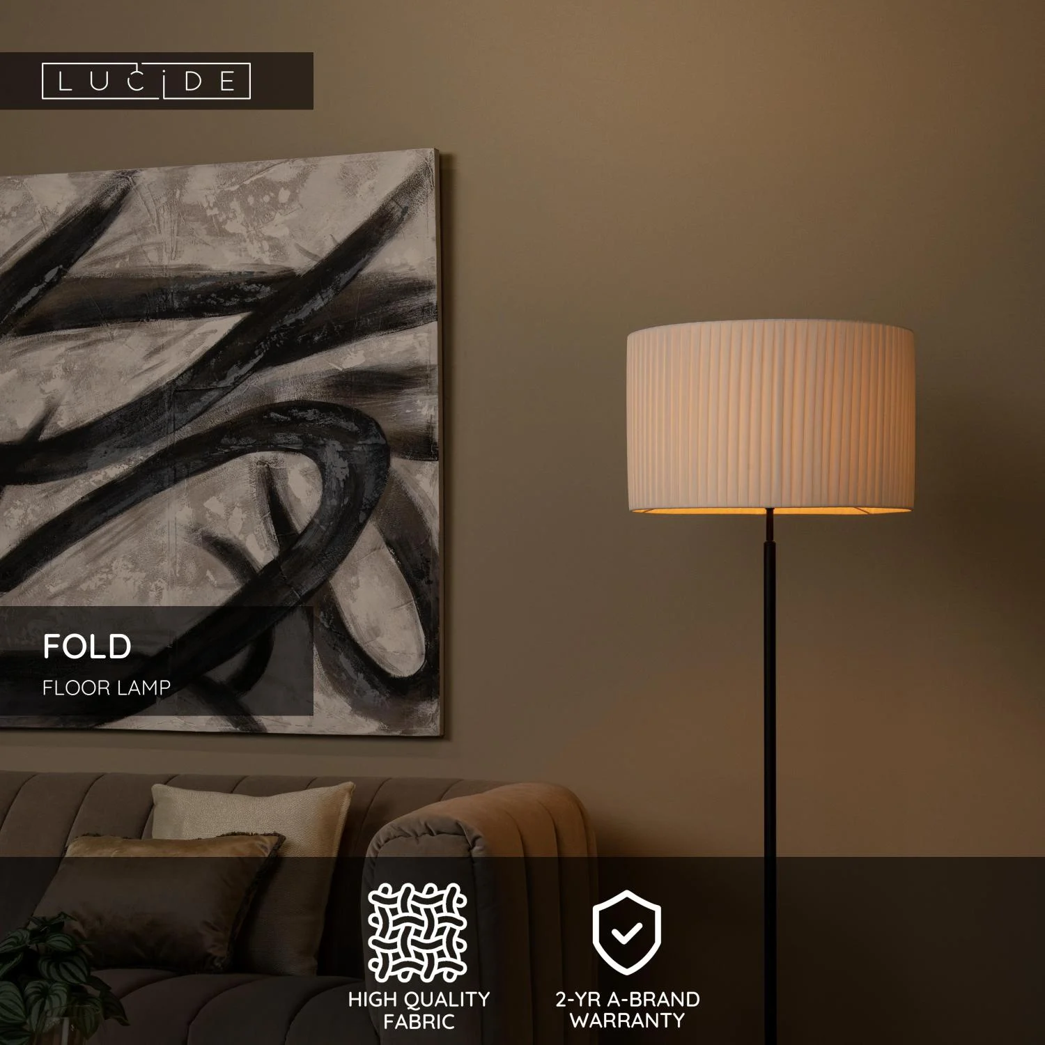 Lucide FOLD - Stojacia lampa - u00d8 45 cm - 1xE27 - biela