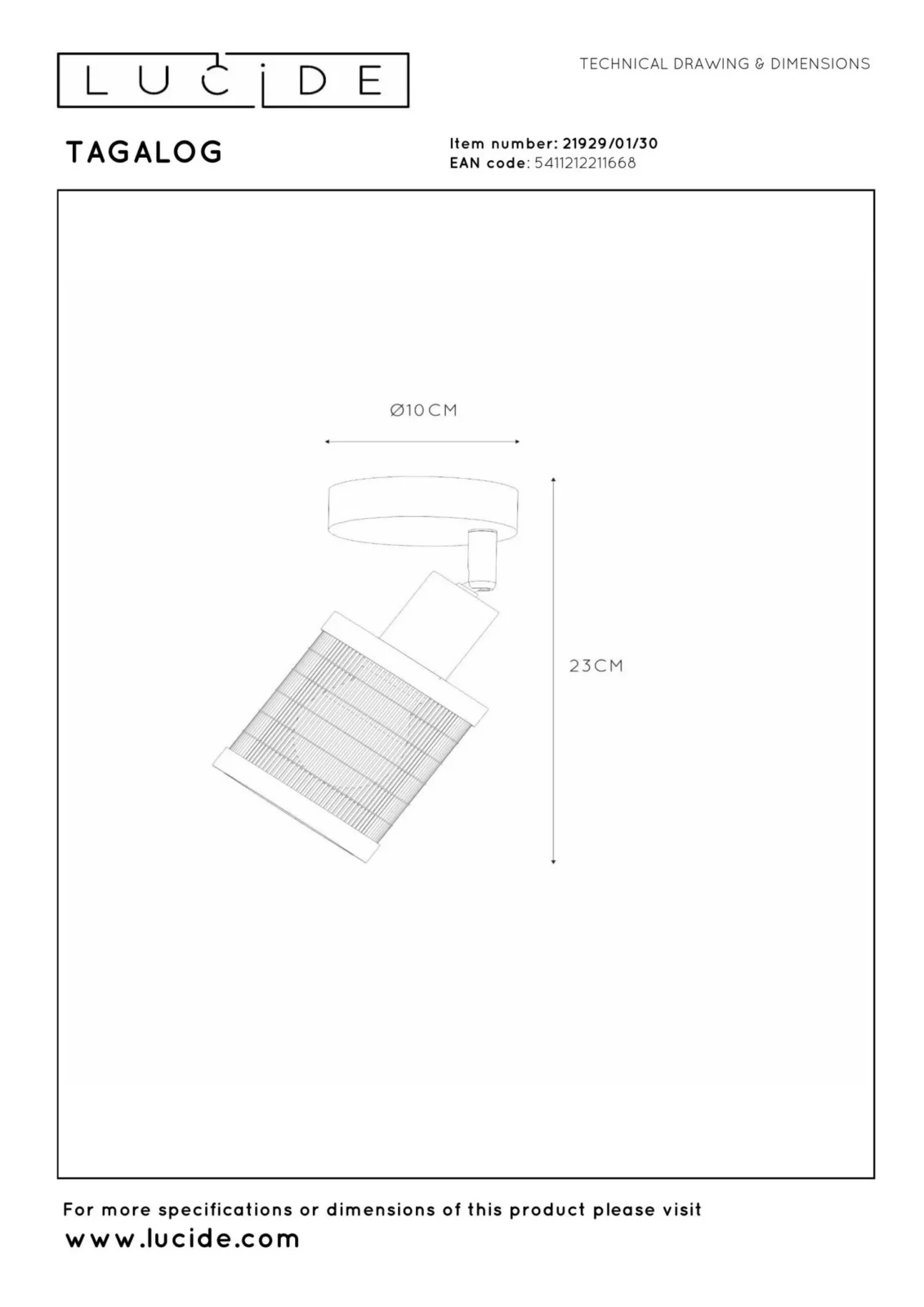 Lucide TAGALOG - Stropnu00e9 reflektory - u00d8 10 cm - 1xE27 - u010dierne