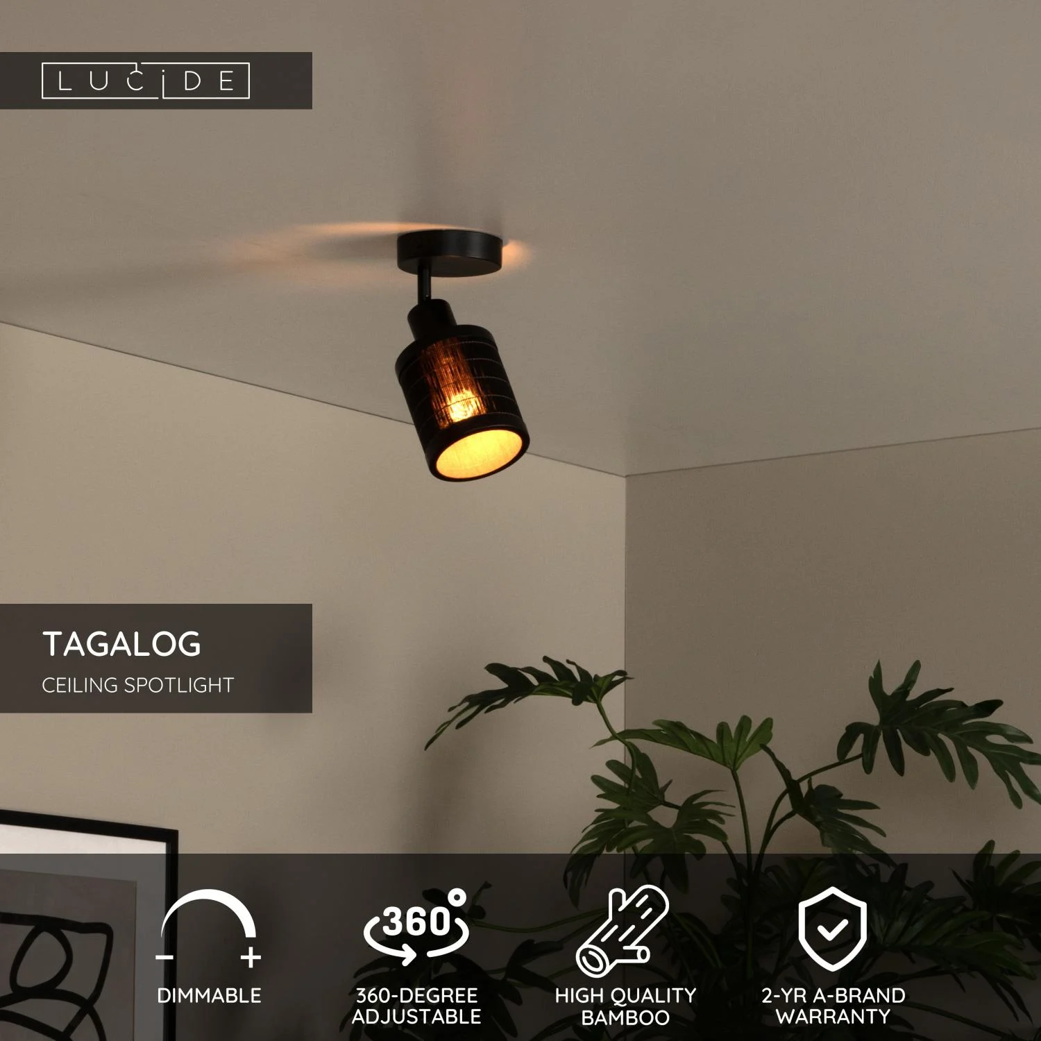 Lucide TAGALOG - Stropnu00e9 reflektory - u00d8 10 cm - 1xE27 - u010dierne