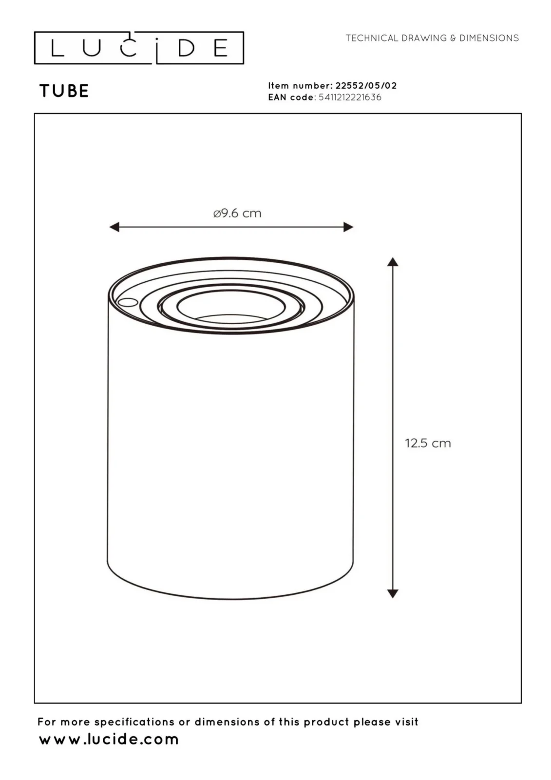 Lucide TUBE - Stolnu00e1 lampa - u00d8 9,6 cm - LED 3 StepDim - GU10 - 1x5W 2700K - Matt Gold / Brass
