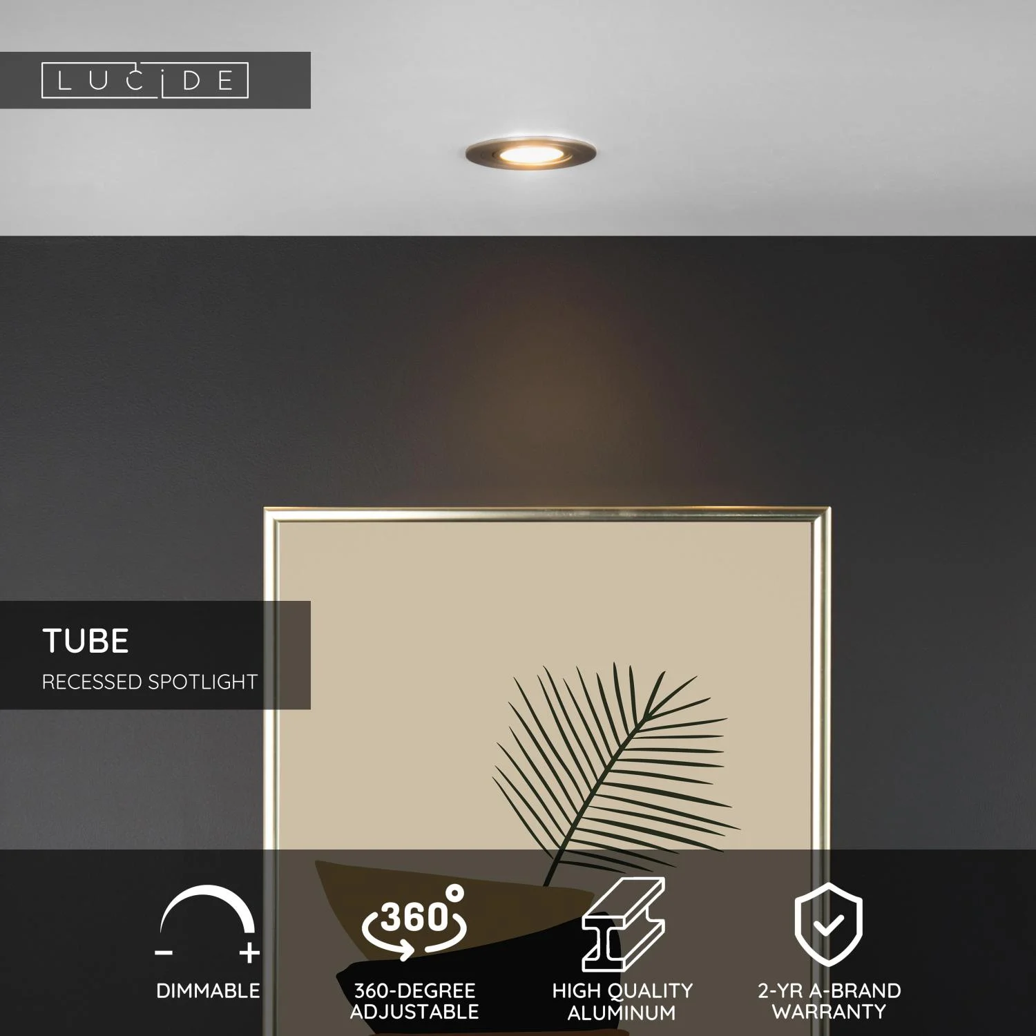 Lucide TUBE - Zapustenu00e9 reflektor - u00d8 9,2 cm - 1xGU10 - satu00e9novu00fd chru00f3m