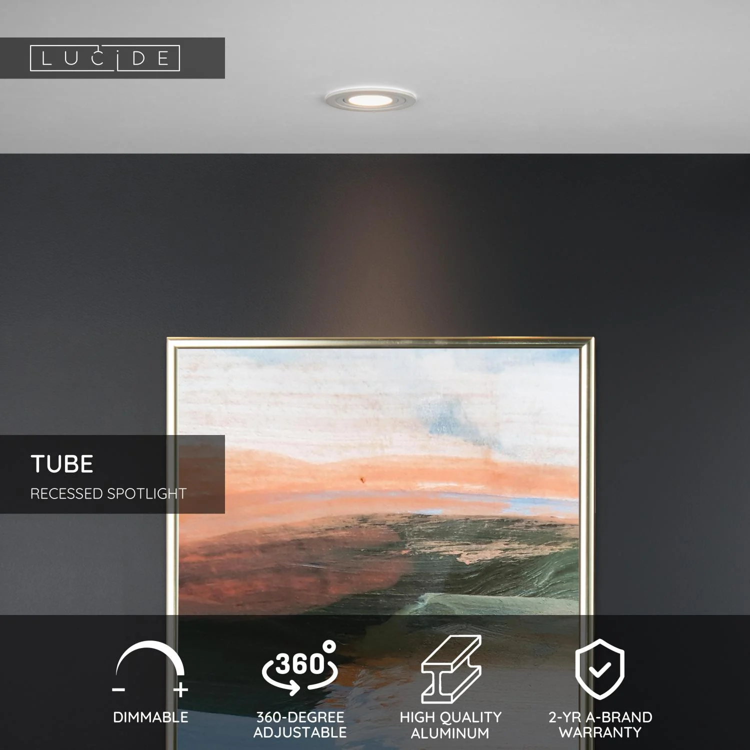 Lucide TUBE - Zapustenu00e9 reflektor - u00d8 9,2 cm - 1xGU10 - biela