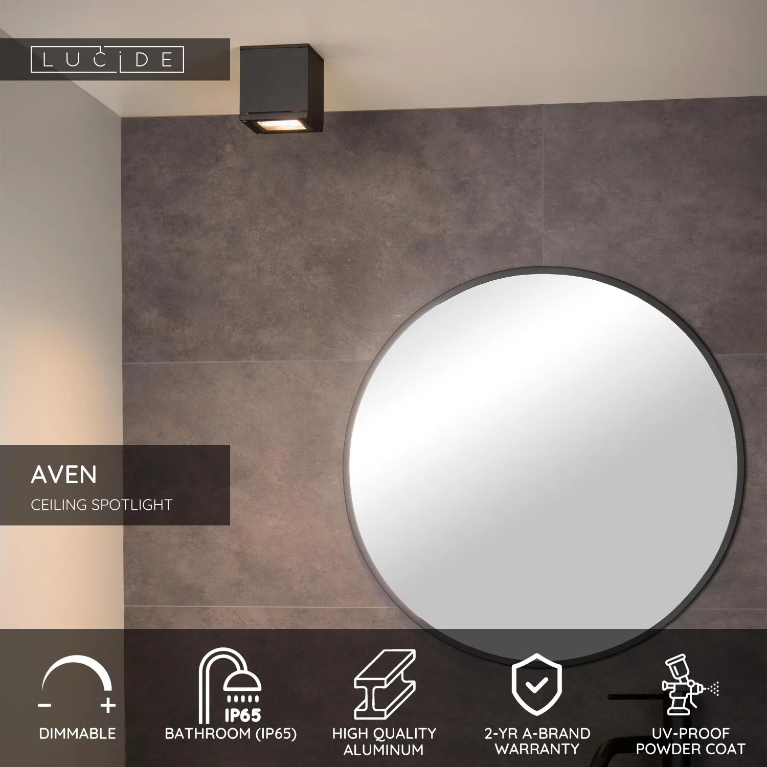Lucide AVEN - Stropnu00e9 reflektory Ku00fapeu013eu0148a - 1xGU10 - IP65 - u010dierna