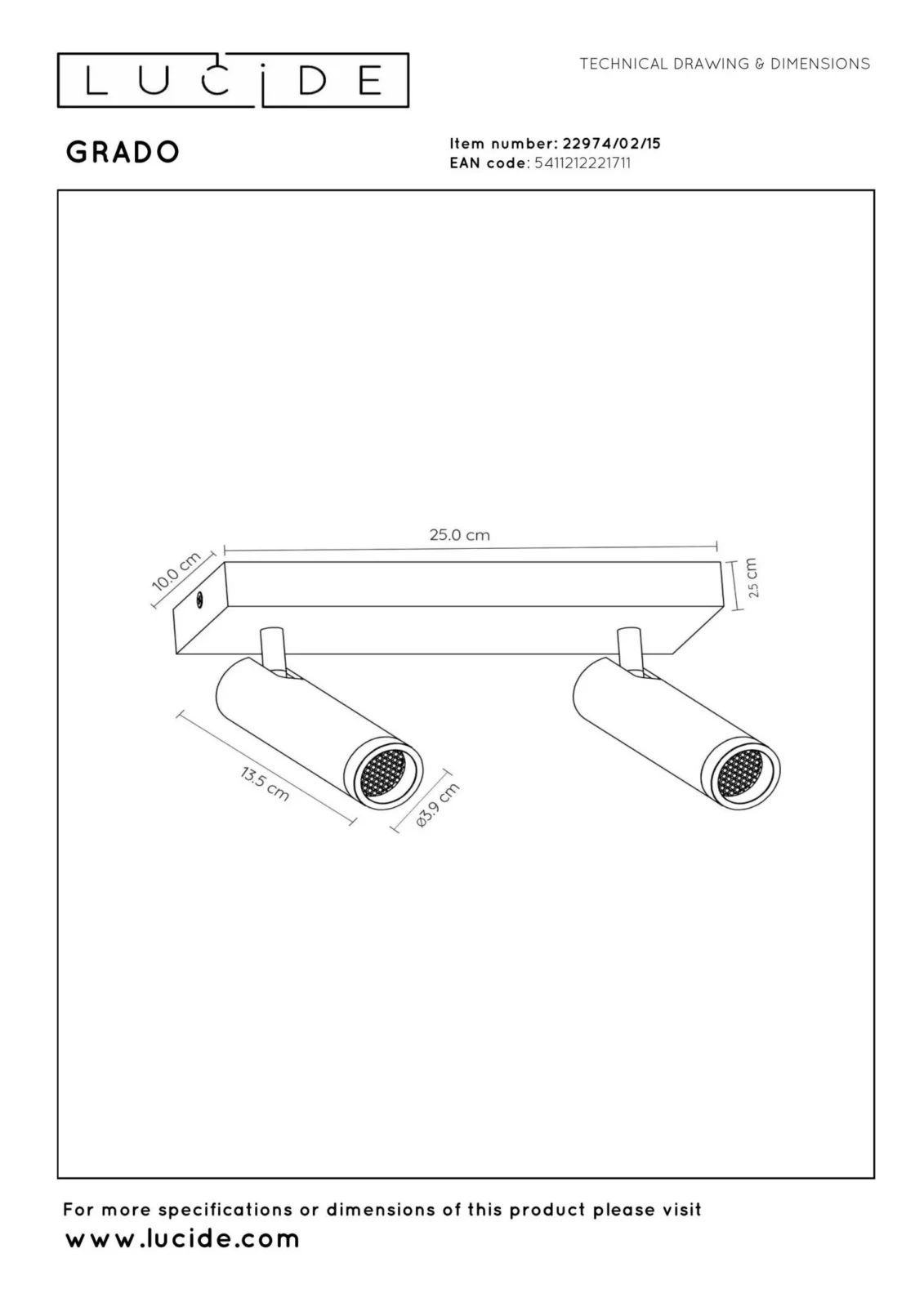 Lucide GRADO - Stropnu00e9 reflektory - 2xGU10 (MR11) - Sivu00e9 u017eelezo