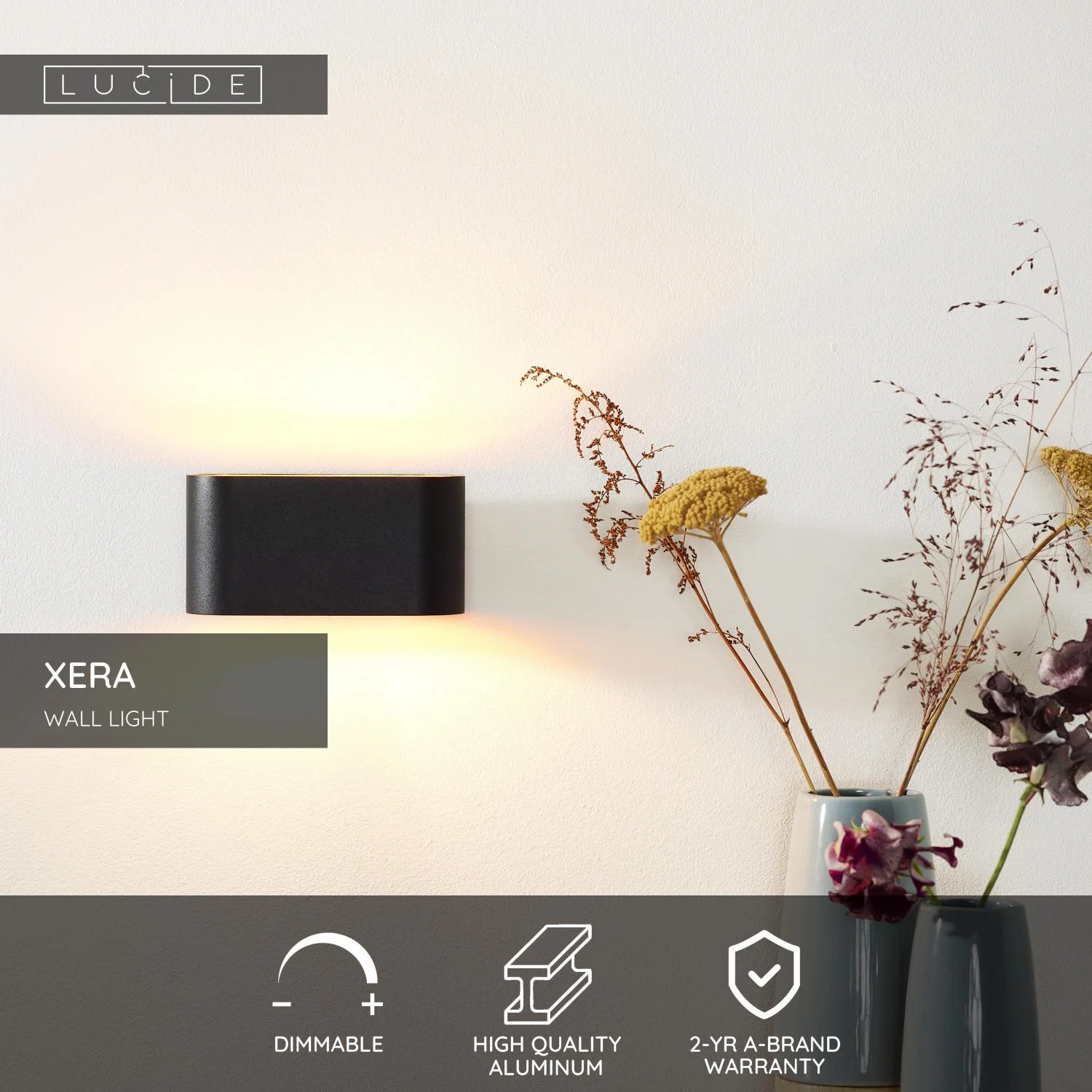 Lucide XERA - Nu00e1stennu00e9 svetlo - 1xG9 - u010cierne