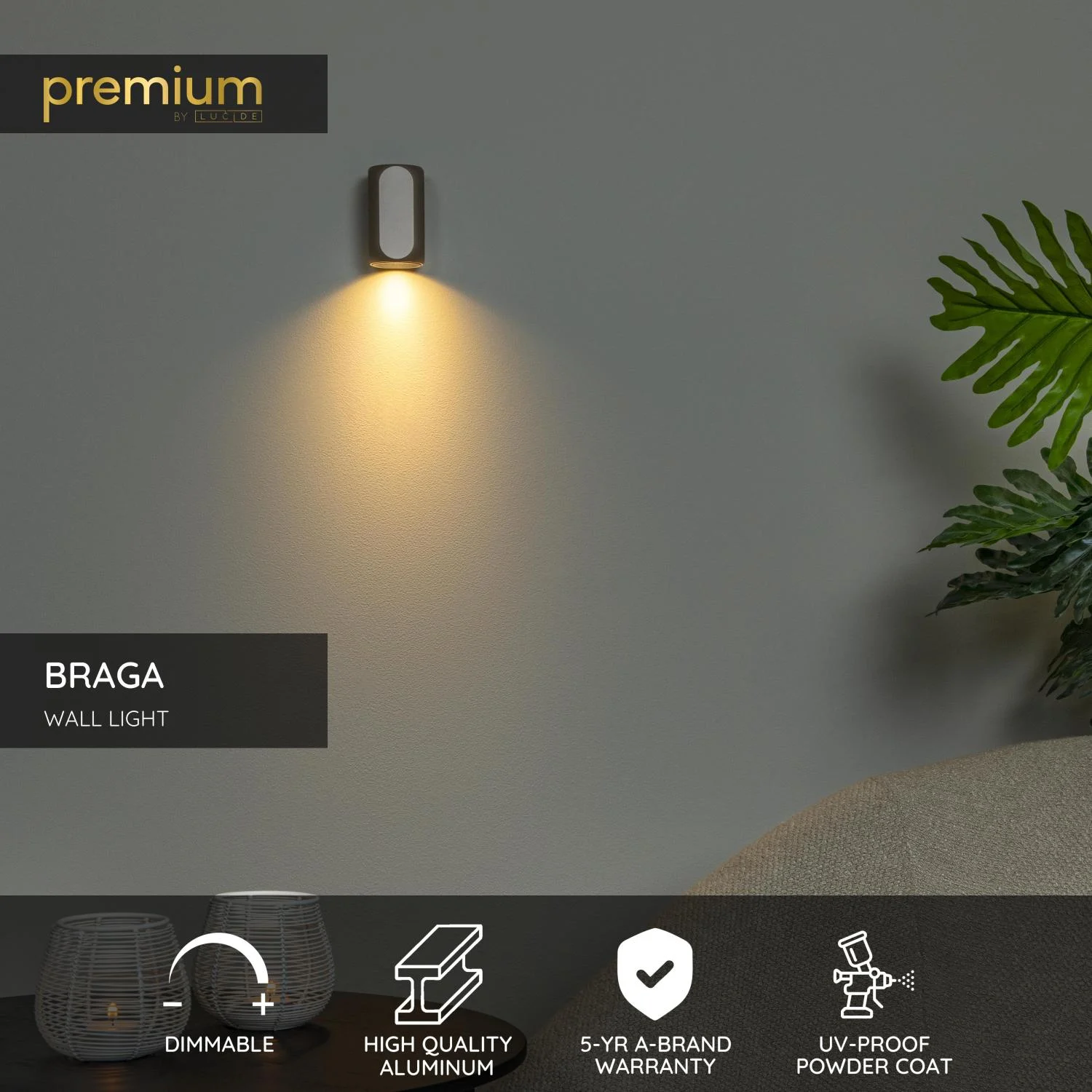 Lucide BRAGA - Nu00e1stennu00e9 svetlo - 1xGU10 - Ku00e1va | Pru00e9miovu00e9