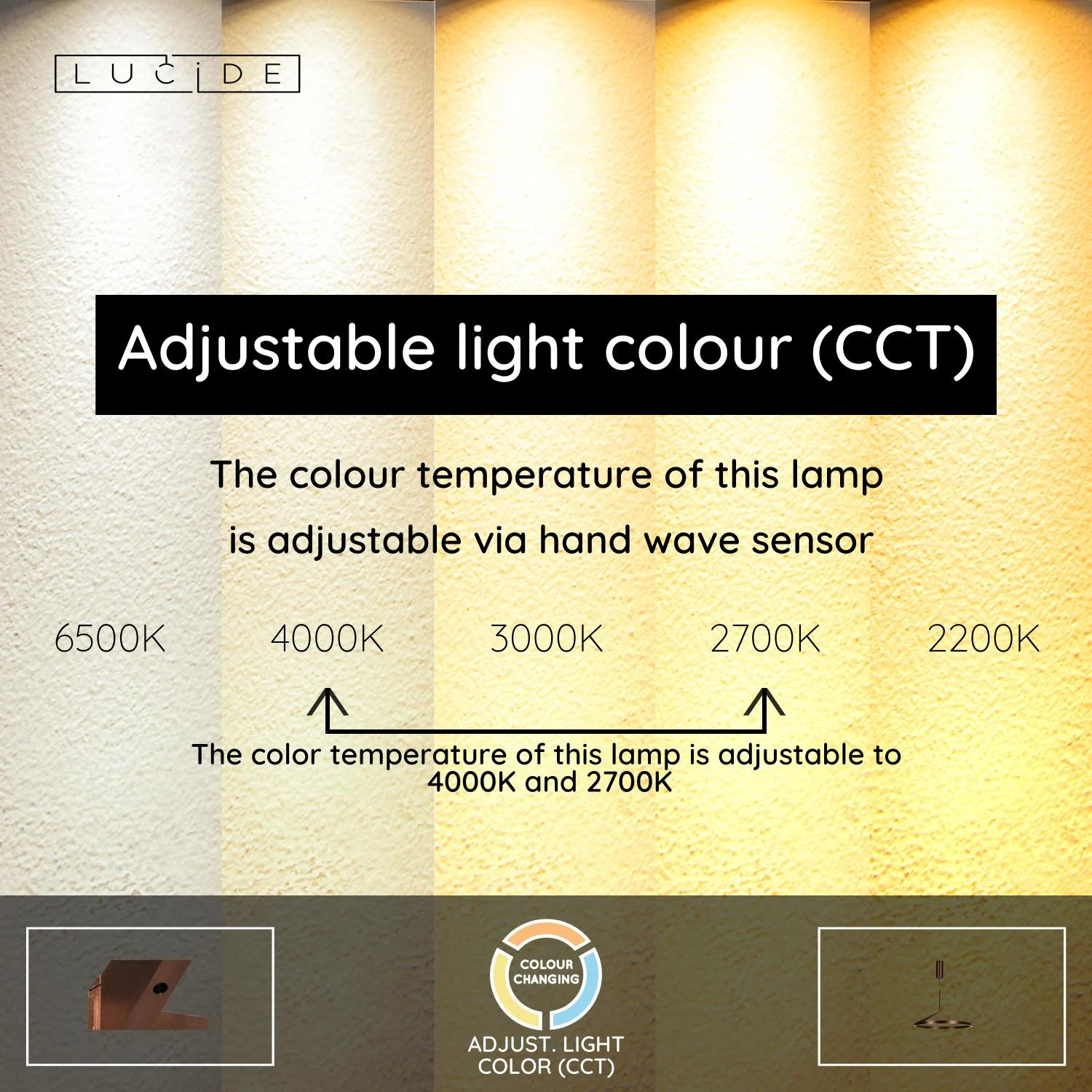 Lucide APLAUZ - Zu00e1vesnu00e9 svetlo - u00d8 60 cm - LED tlmenu00e9. - CCT - 1x32W 2700K/4000K - Senzor ruu010dnu00fdch vln - Coffee | Pru00e9miovu00e9